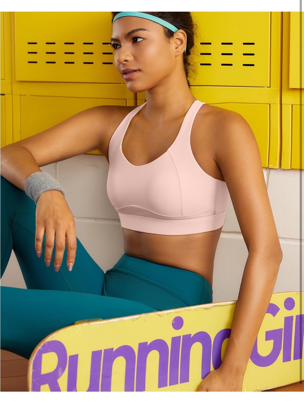 RUNNING GIRL Adjustable Straps High Impact Sports Bra High Support Large L Pink - Picture 4 of 5